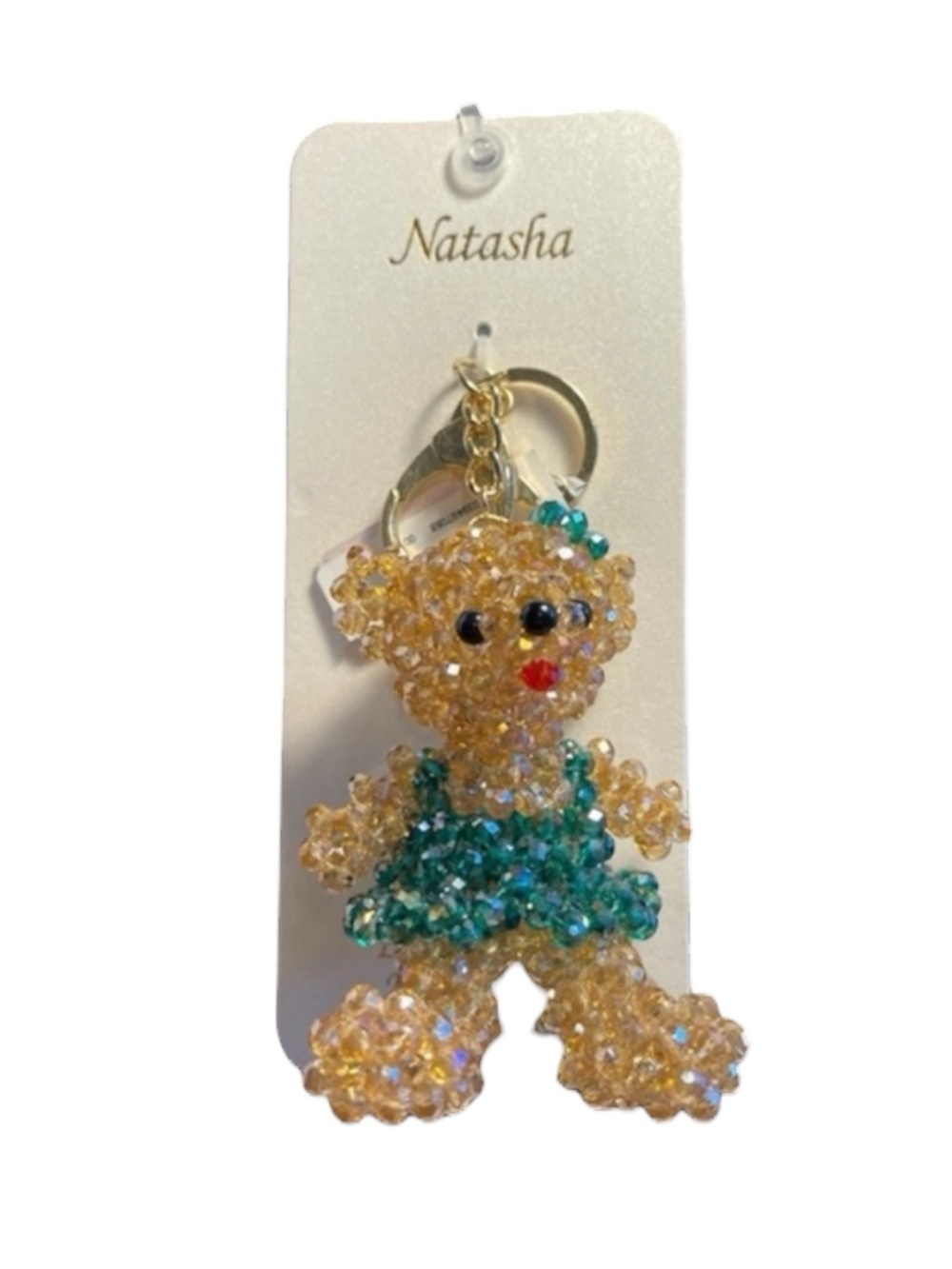 Natasha Couture Beaded Teddy Bear Charm/Keychain - NWT ***